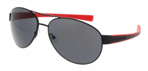 TAG Heuer LRS 0256 Sunglasses, Matte Black / Black-Red Temples / Grey Outdoor (110)