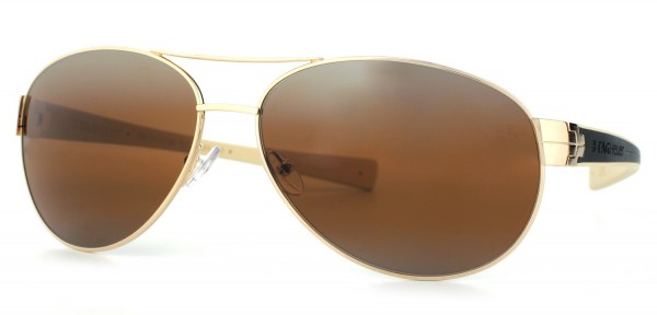 TAG Heuer LRS 0256 Sunglasses, Gold / Brown-Ivory Temples / Brown Outdoor (705)