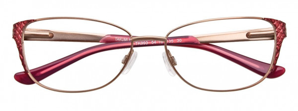 Takumi TK993 Eyeglasses, 030 - Satin White Gold & Burgundy