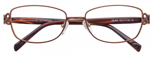 Pentax PX909 Eyeglasses, 010 - Satin  Dark Brown & Gold