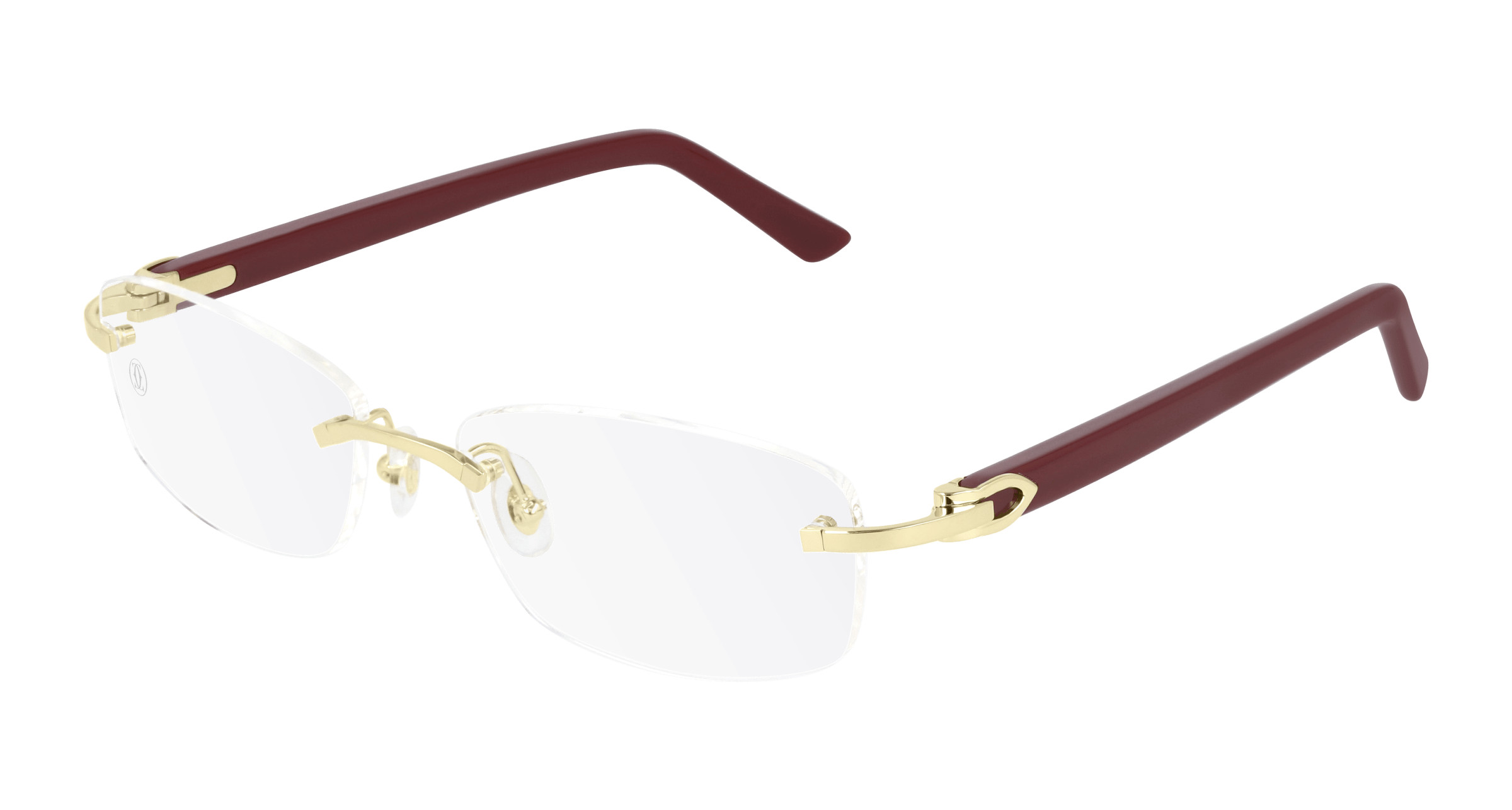 Black and Gold Cartier Rimless Glasses | Cartier CT0048O Glasses | coolframes.co.uk
